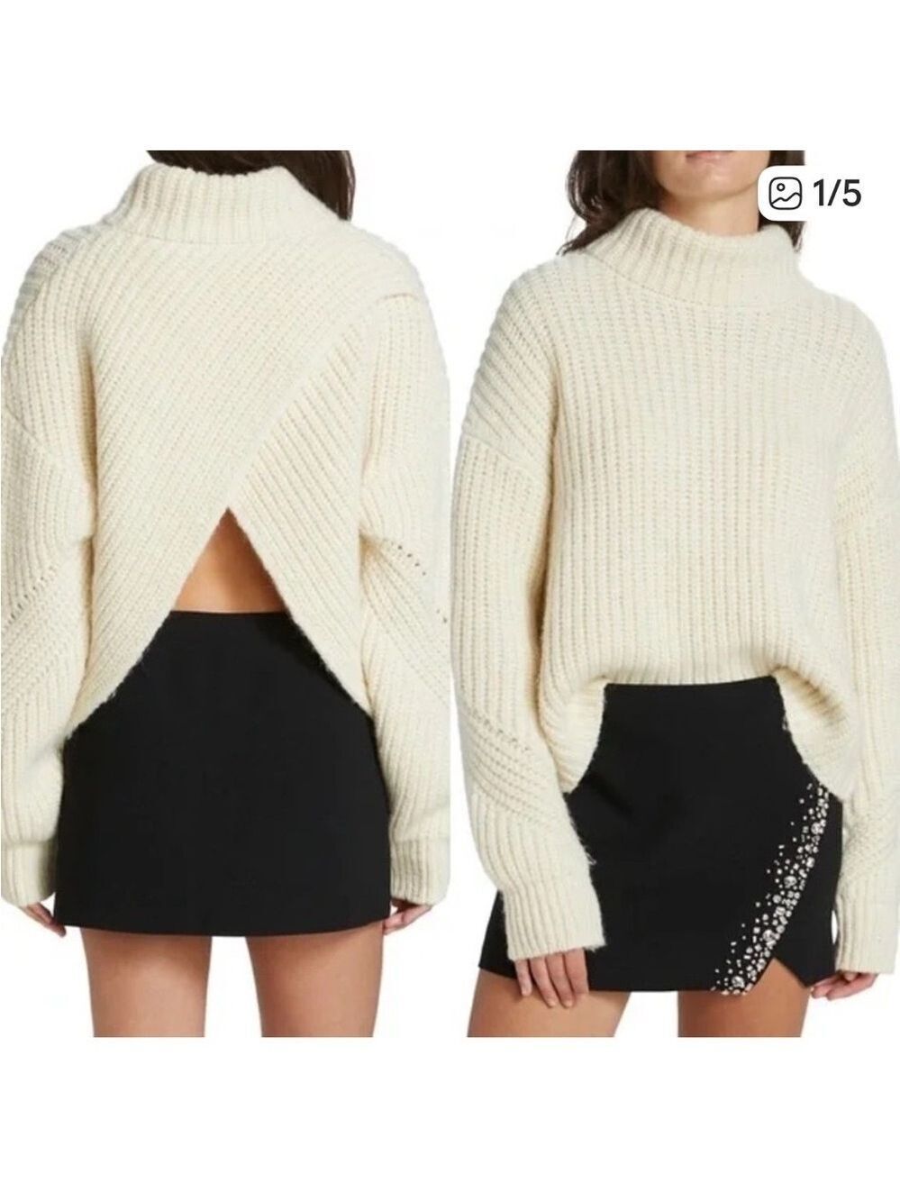 A.L.C Clayton Criss Cross Wool Blend Quiet Luxury Sweater